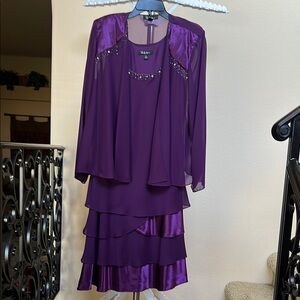 S.L. Fashions Purple Layered Wedding Dress